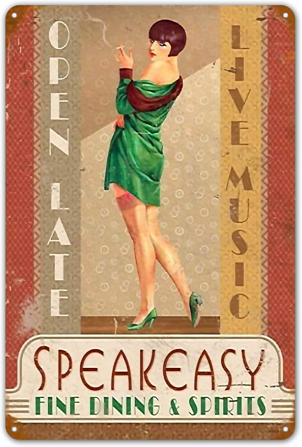 Home Bar And Coffee - ป้ายโลหะวินเทจ Speakeasy ลายสาวพินอัพ ของตกแต่งผนังสไตล์เรโทร โปสเตอร์ ป้ายตกแต่งบ้าน