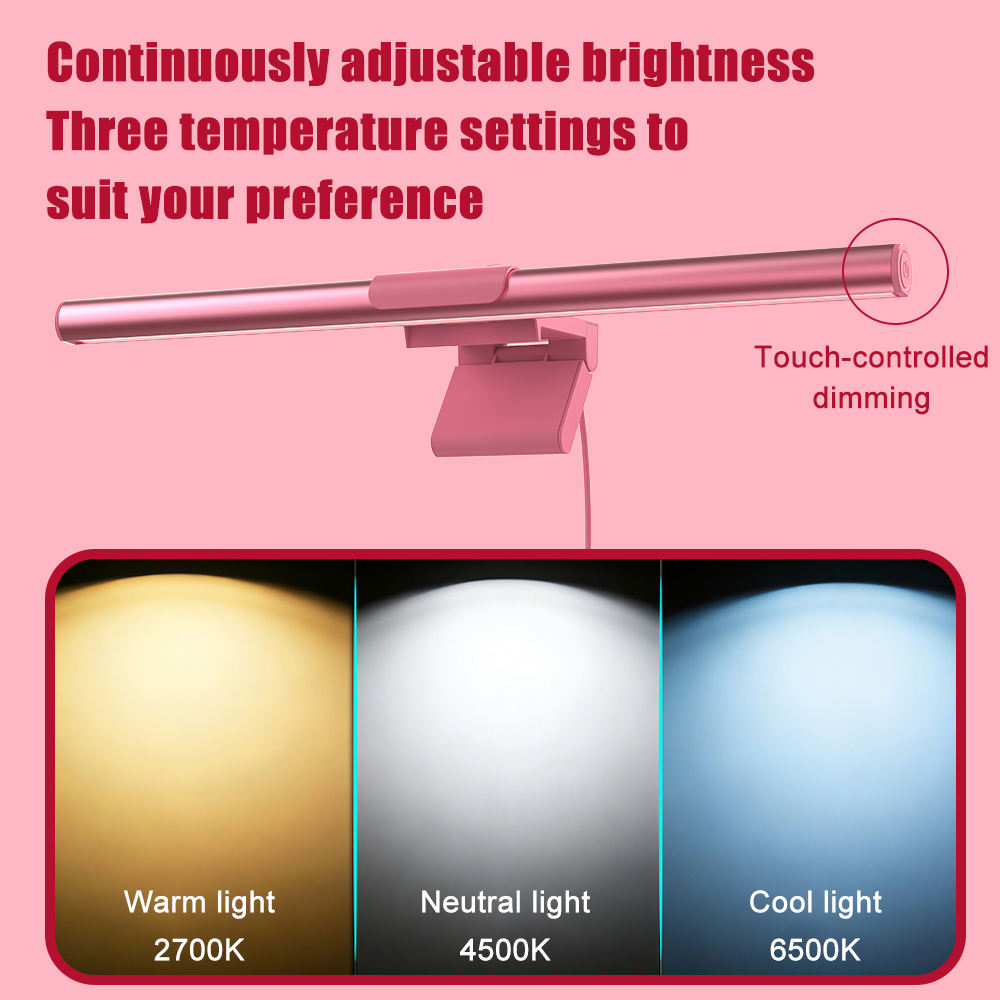Home Bar Setup - ไฟบาร์สำหรับจอมอนิเตอร์ ไฟ LED สีชมพู โคมไฟตั้งโต๊ะ ปรับความสว่างได้