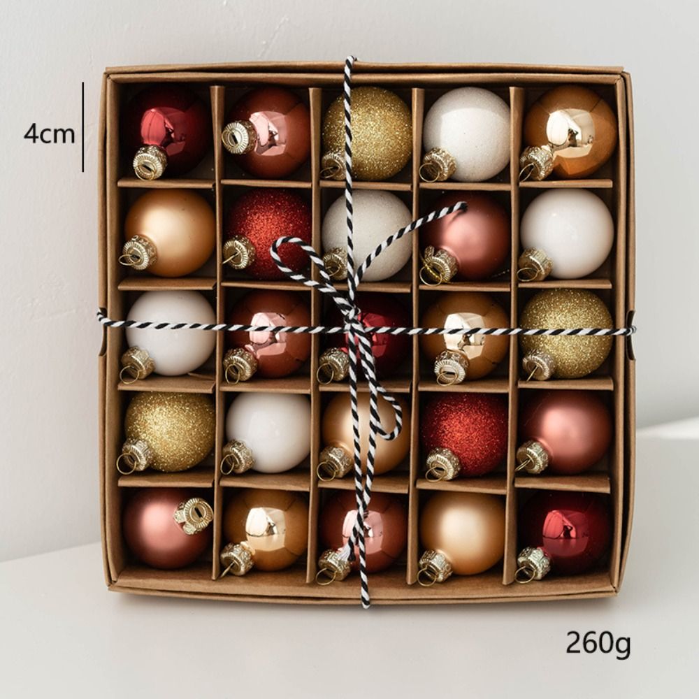 Highball Glass Set - ชุดลูกบอลคริสต์มาสแก้วทนทาน 25 ชิ้น สีชมพู แดง ทอง