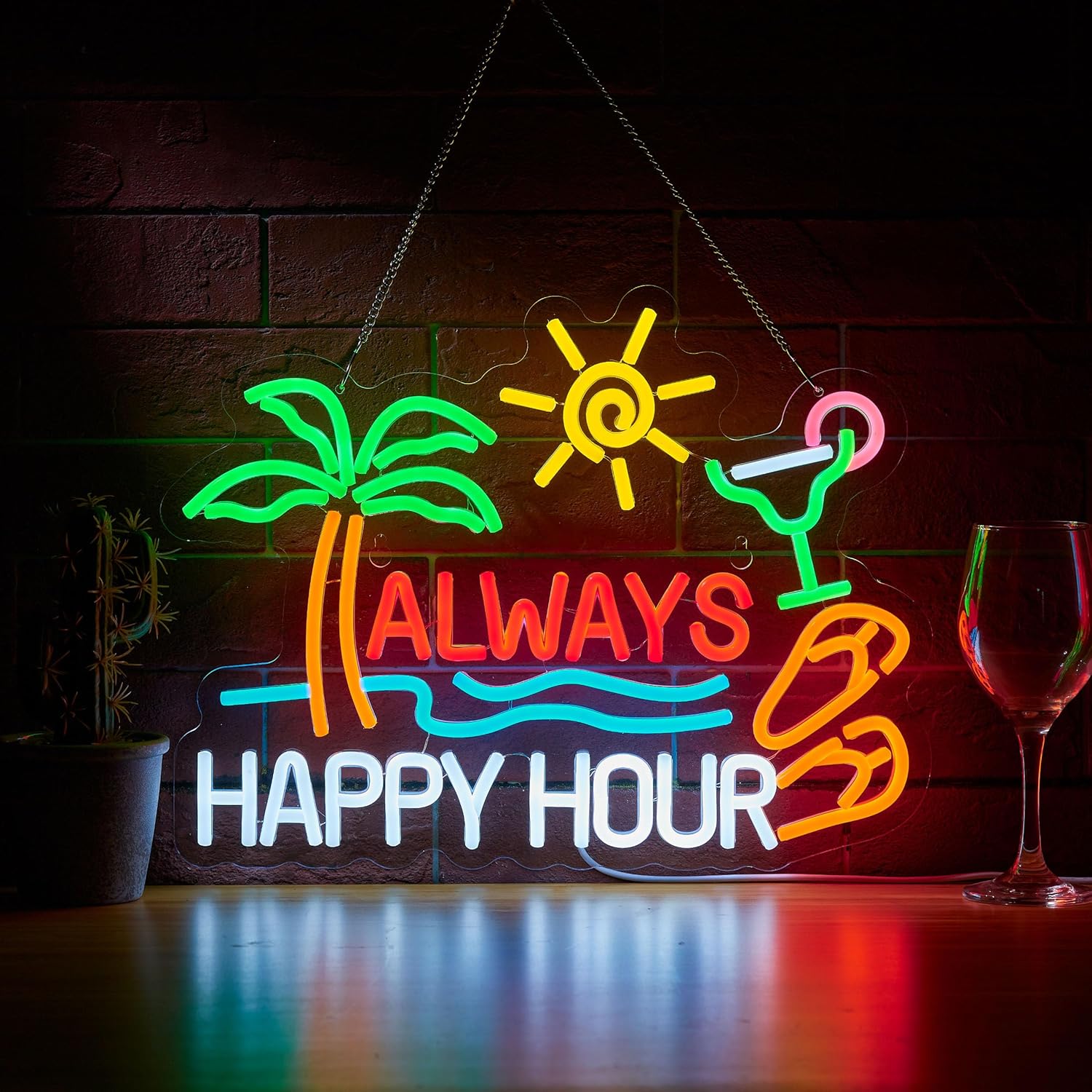 Home Bar Signs - ป้ายไฟนีออน Always Happy Hour Beer Bar
