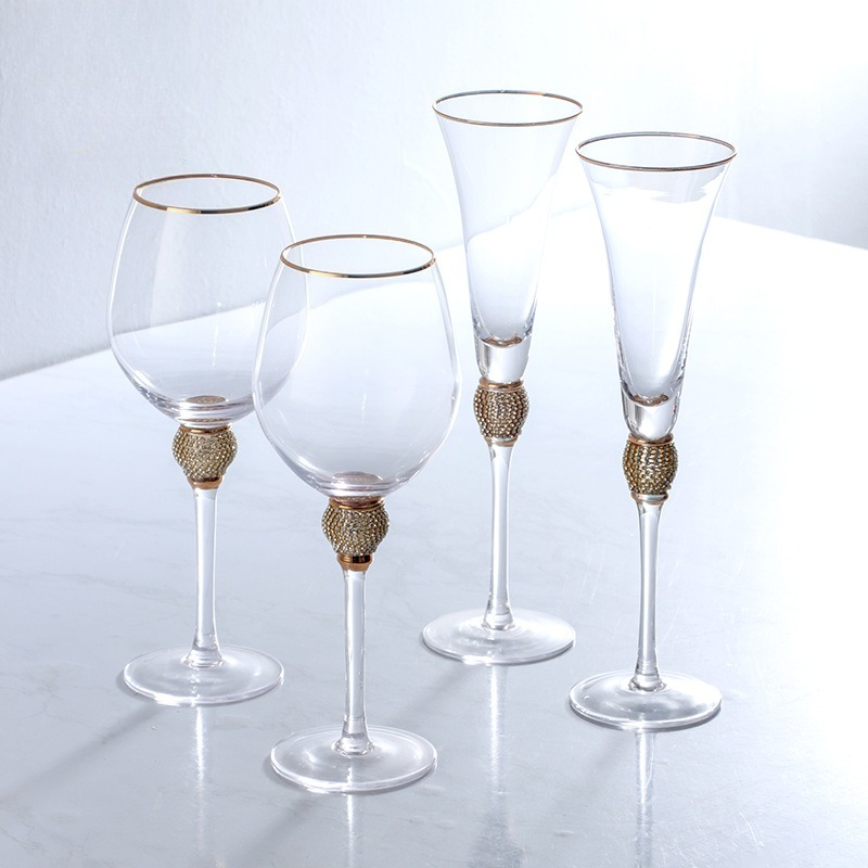 Highball Glass Set - Luxury Diamond Gold Rim Highball แก้วชุดคริสตัล