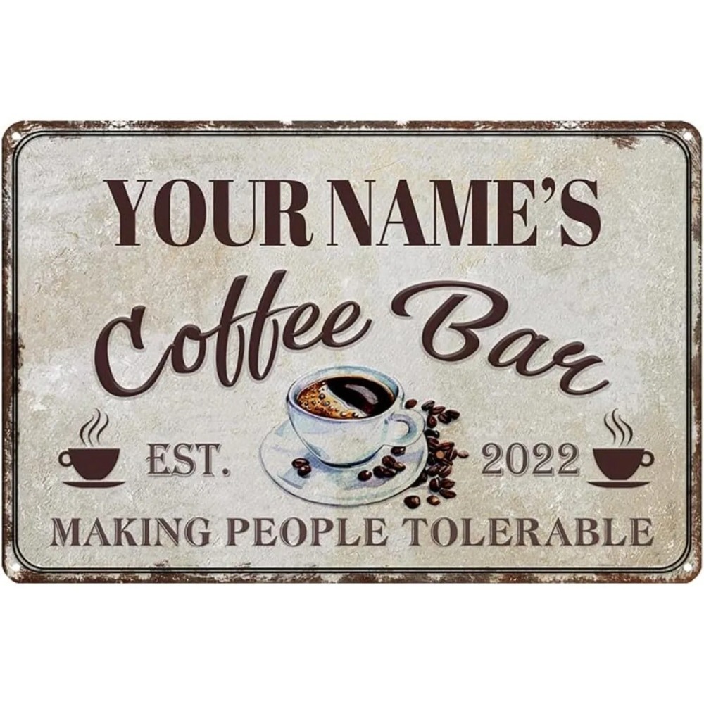 Home Bar Signs - ป้ายโลหะสไตล์เรโทรสำหรับร้านกาแฟ ป้ายชื่อส่วนตัวแบบวินเทจสำหรับตกแต่งผนังบาร์ในบ้าน