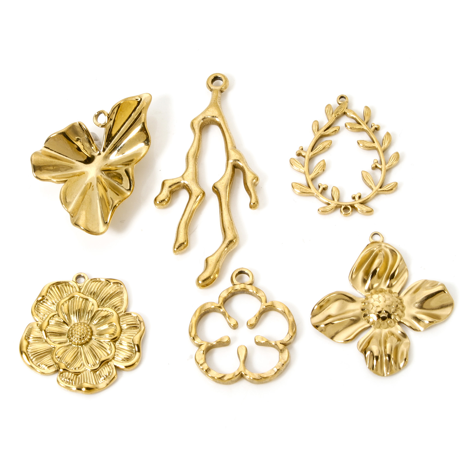 Bar Cart Gold - 2 PCs 304 สแตนเลส Flora Charms