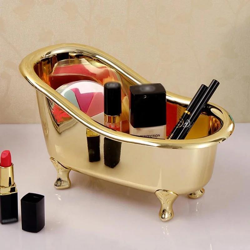 Bar Cart Gold - กล่องเก็บของอเนกประสงค์ขนาดเล็ก 1 ชิ้น สำหรับใส่สบู่ เครื่องประดับ เครื่องสำอาง