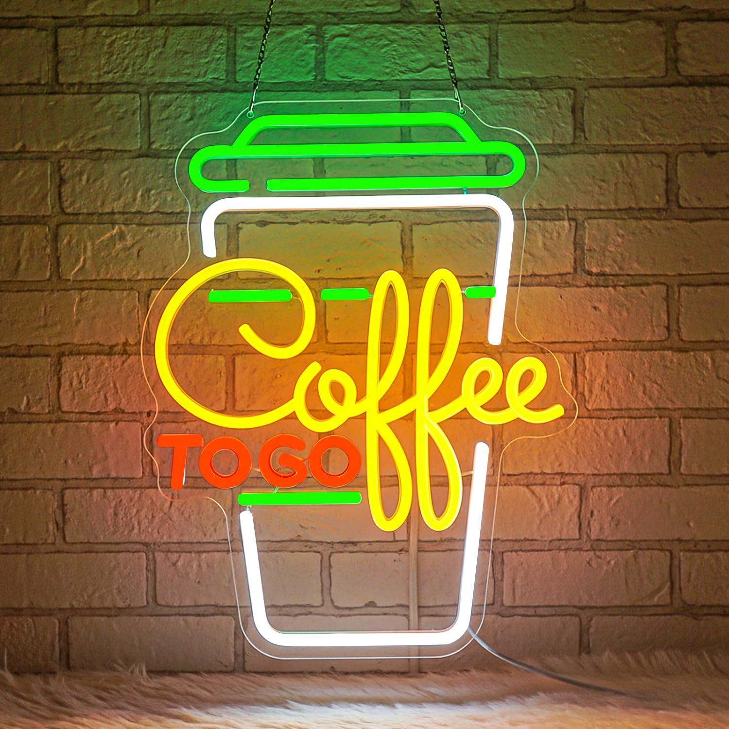 Home Bar And Kitchen - ป้ายไฟนีออนรูปกาแฟ ไฟ LED ปรับความสว่างได้ผ่าน USB สำหรับสถานีกาแฟ