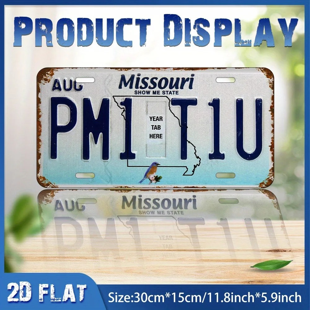 Home Bar Signs - ป้ายอะลูมิเนียมรูปนกสีฟ้าสไตล์เรโทร 2 มิติ ขนาด 30x15 ซม.