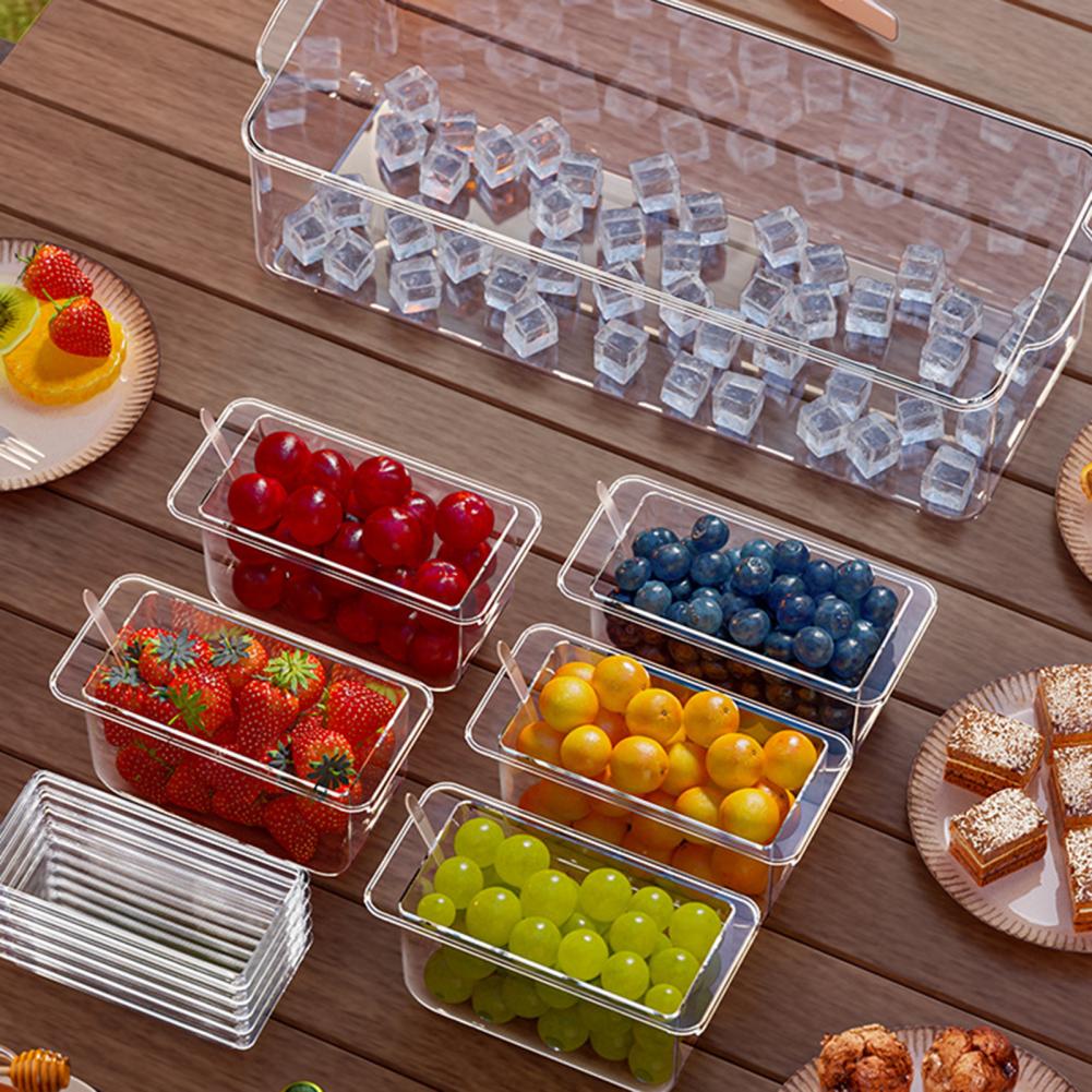Garnish Tray Set - ชุดเสิร์ฟทาโก้สำหรับงานปาร์ตี้ พร้อมถาดใส่น้ำแข็งและช่องใส่เครื่องปรุง 5 ช่องแบบถอดได้