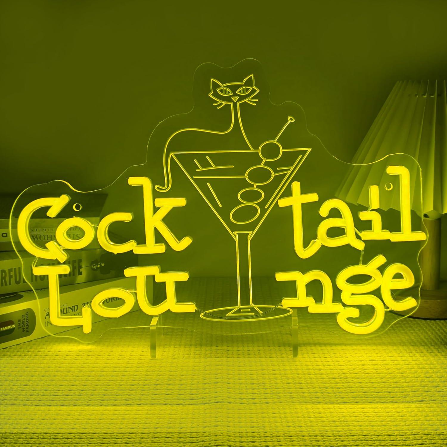 Home Bar Signs - ป้ายไฟนีออนร้านค็อกเทล ไฟ LED ปรับความสว่างได้ สำหรับบาร์ บ้าน