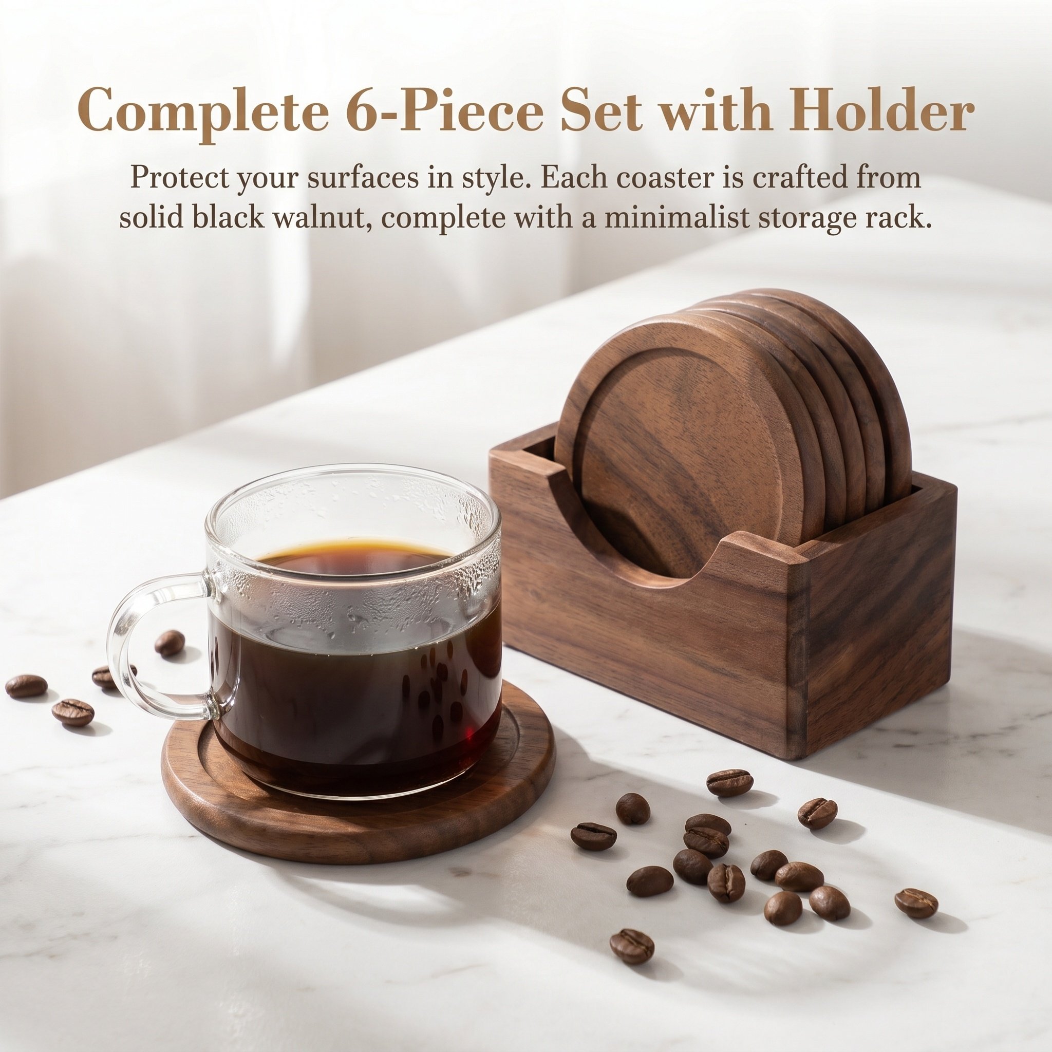 ชุดที่รองแก้วไม้ทรงกลม 6 ชิ้น  - Home Bar Set บทวิจารณ์และราคา