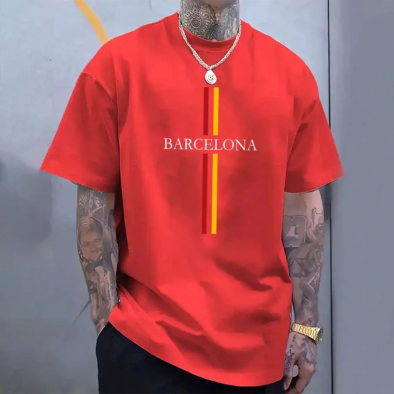 เสื้อยืดผ้าฝ้ายผู้ชายบาร์เซโลน - Home Barcelona บทวิจารณ์และราคา