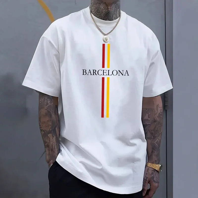 เสื้อยืดผ้าฝ้ายผู้ชายบาร์เซโลน - Home Barcelona บทวิจารณ์และราคา