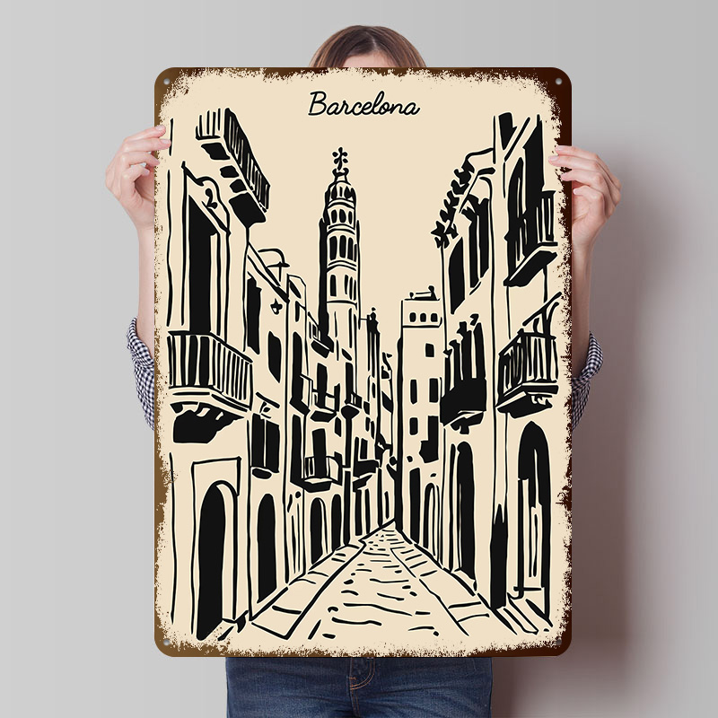 ป้ายโลหะติดผนังลายถนนบาร์เซโลน - Home Barcelona บทวิจารณ์และราคา