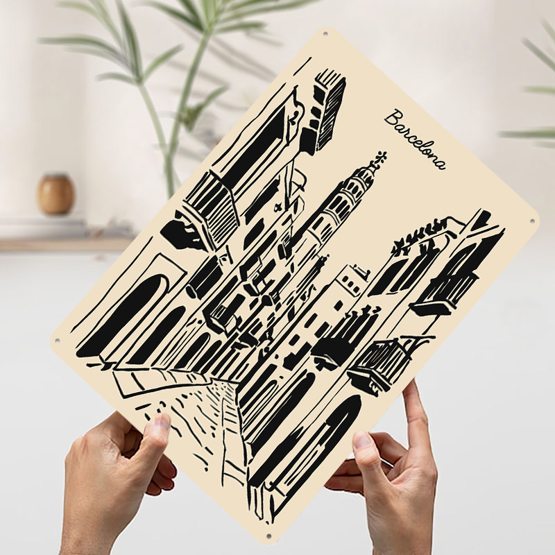 ป้ายโลหะติดผนังลายถนนบาร์เซโลน - Home Barcelona บทวิจารณ์และราคา